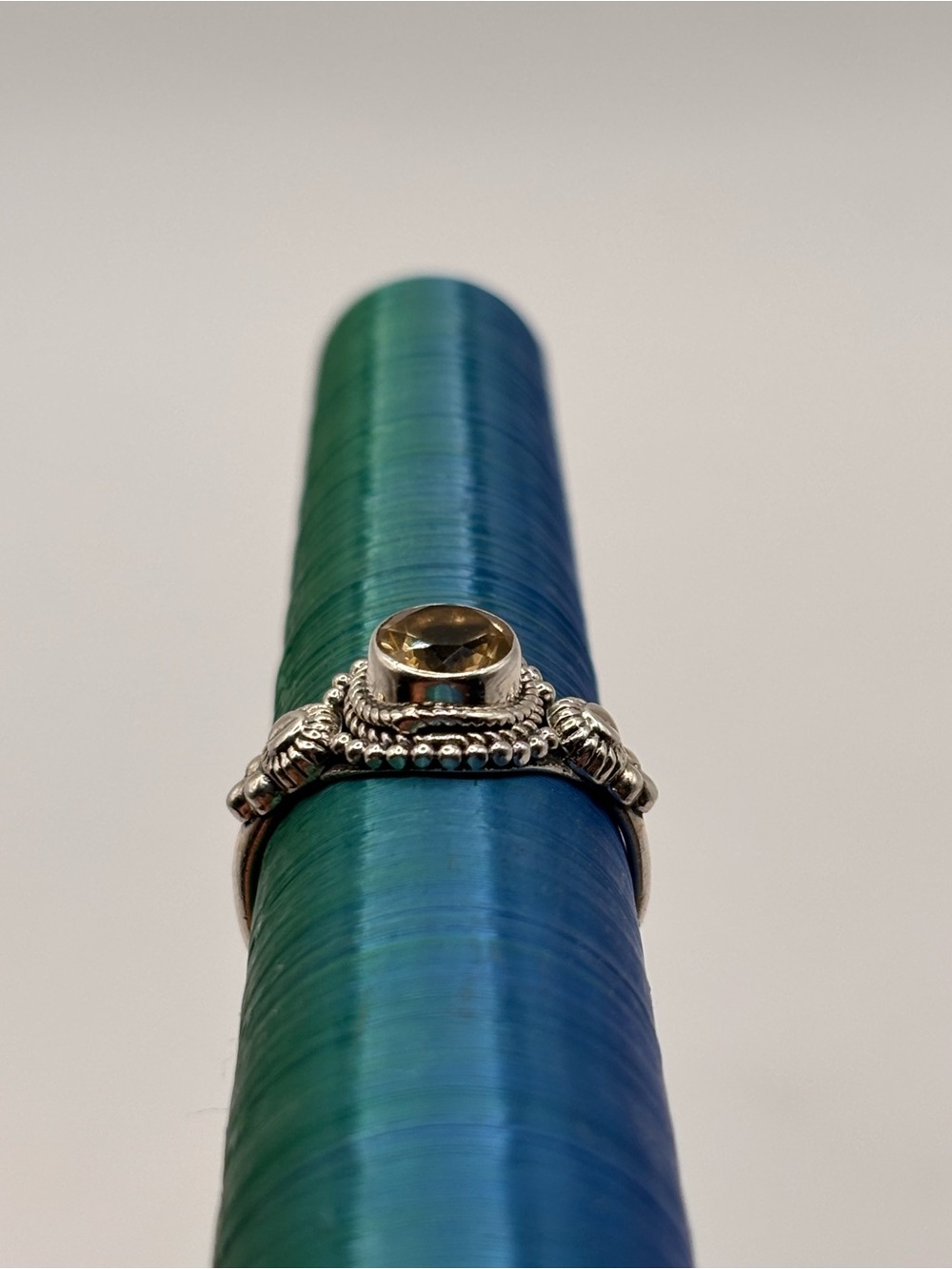 925 Sterling Silver Citrine Ring Ornate Statement Ring Size 6.25 - Picture 4 of 4